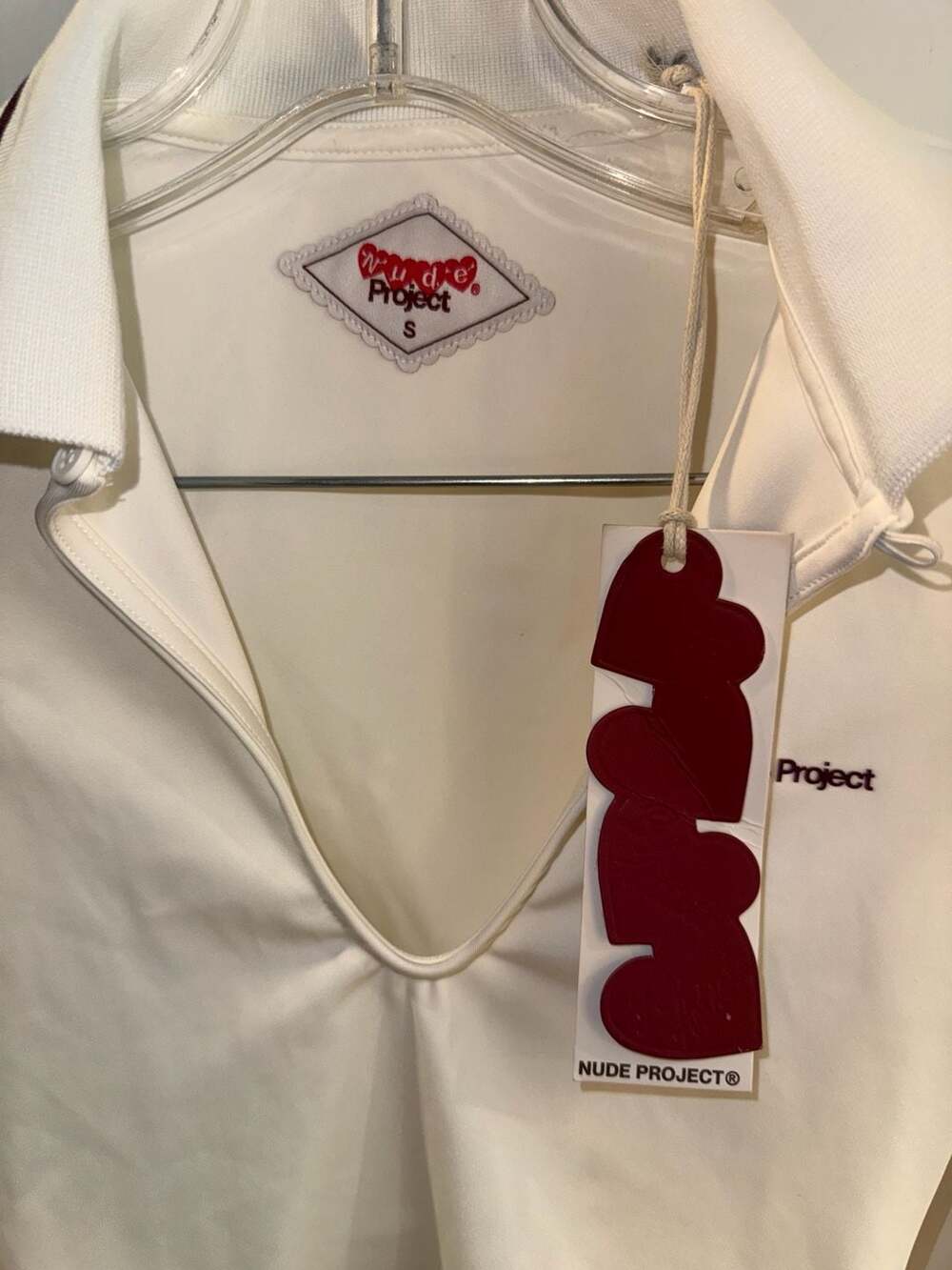 Nude Project Grosella Off White Long Sleeve Polo Shirt Size S - Picture 2 of 10